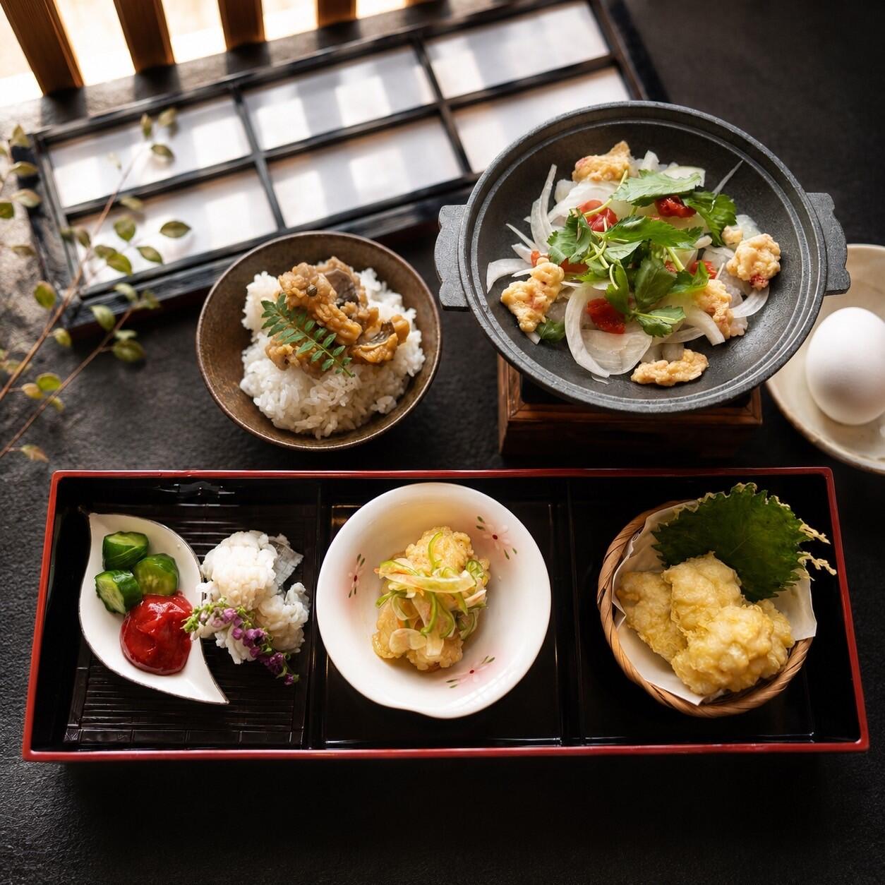 鰻の釜飯、鱧の土瓶蒸し